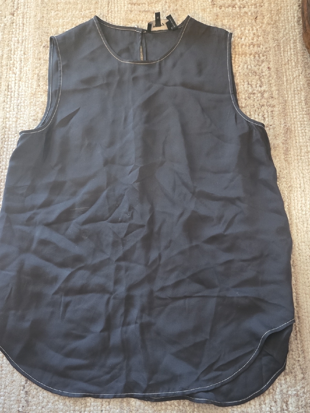 Theory Black Shell Top with White Contrast Stitching